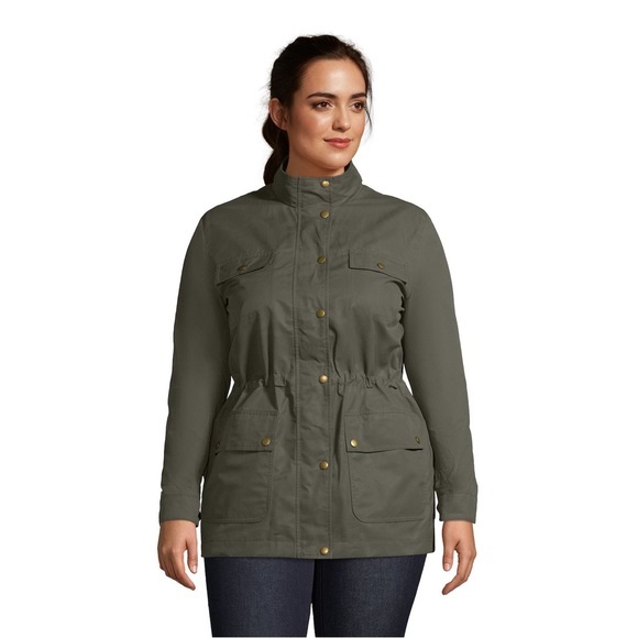 Land’s End water Resistant Waxed Cotton Utility Jacket Olive Green sz S (6-8) - Picture 1 of 9
